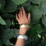 Leather Slim Bracelet Silver
