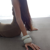 Leather Chunk Bracelet Cream