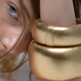 Leather Chunk Bracelet Gold
