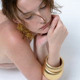 Leather Chunk Bracelet Gold