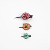 Mini Fiore Leather Clip Green