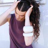 Leather Chunk Bracelet Cream