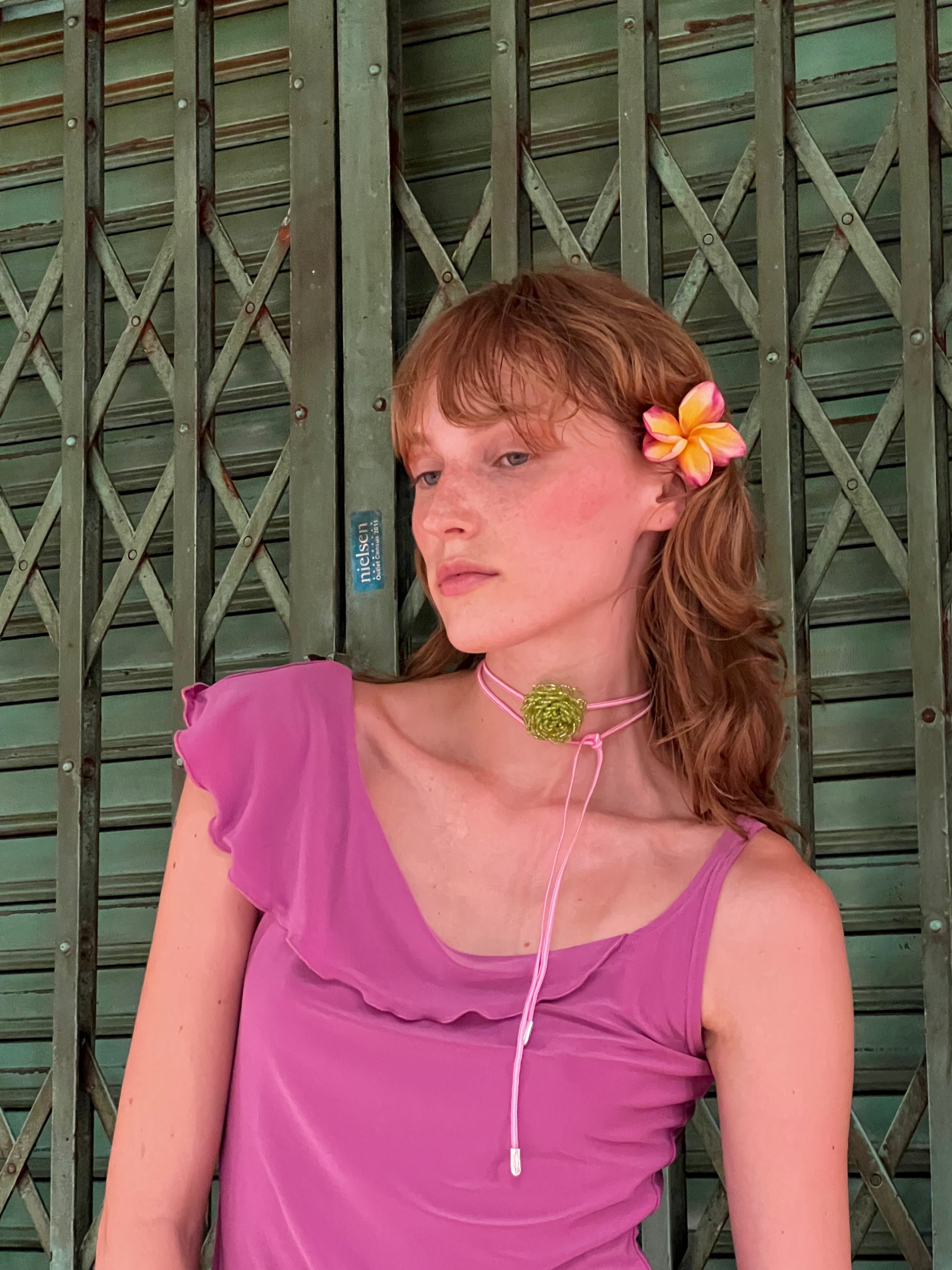 Pink rose choker deals