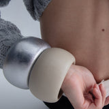 Leather Chunk Bracelet Cream